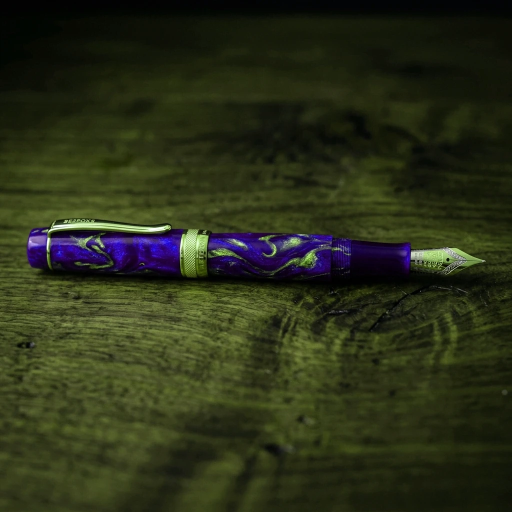Cobalt swirl resin pen detail